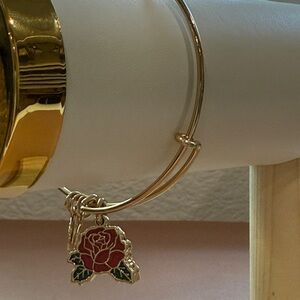 Alex & Ani Red Rose Charm Bangle - NWOT
